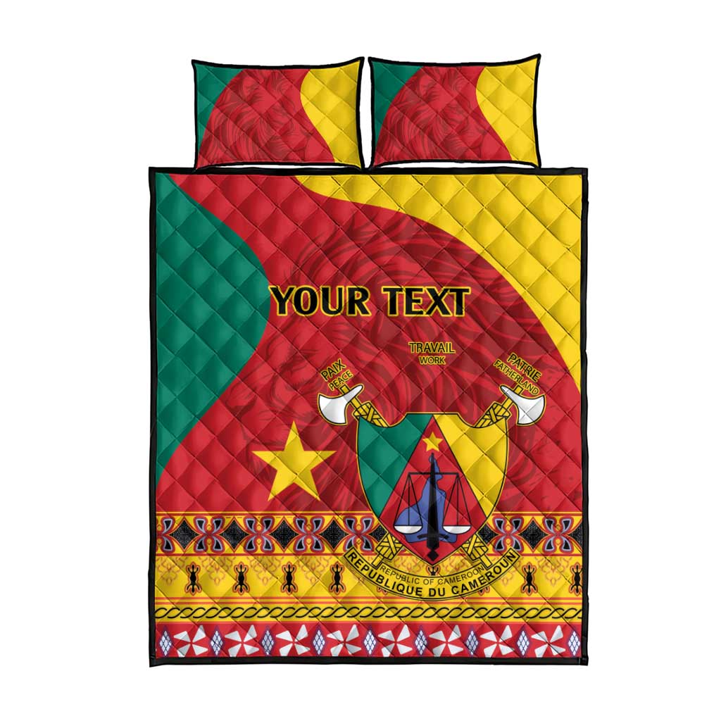 Personalised Cameroon National Day Quilt Bed Set Cameroun Coat Of Arms With Atoghu Pattern LT14