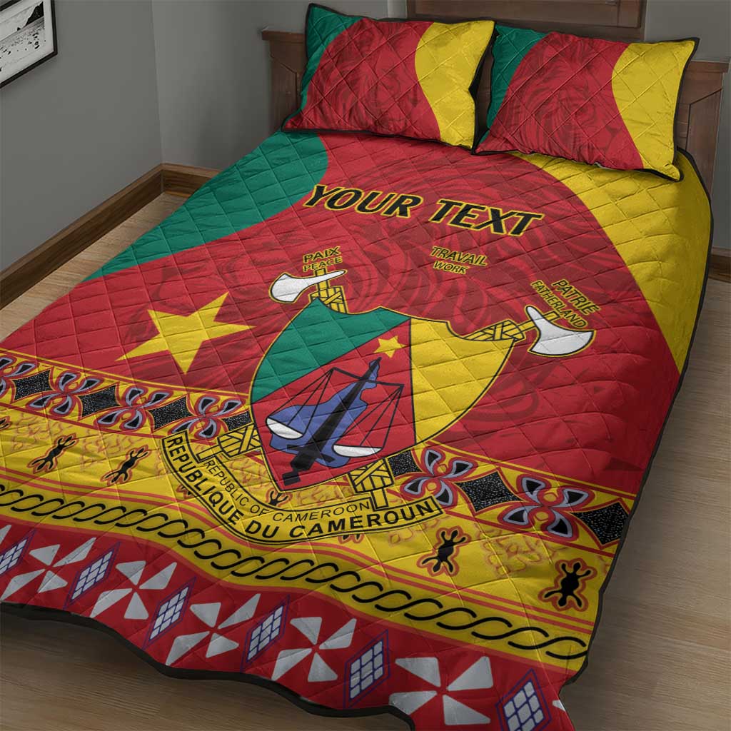 Personalised Cameroon National Day Quilt Bed Set Cameroun Coat Of Arms With Atoghu Pattern LT14