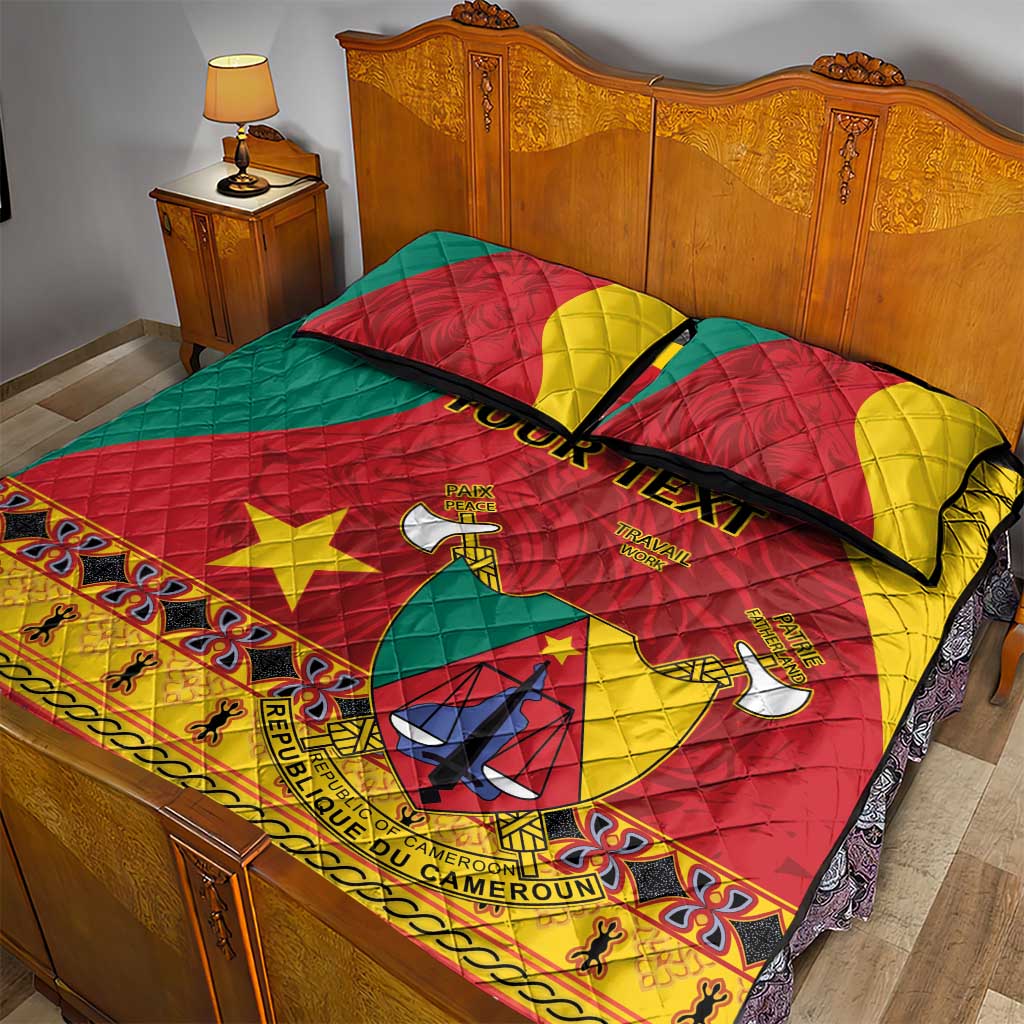 Personalised Cameroon National Day Quilt Bed Set Cameroun Coat Of Arms With Atoghu Pattern LT14