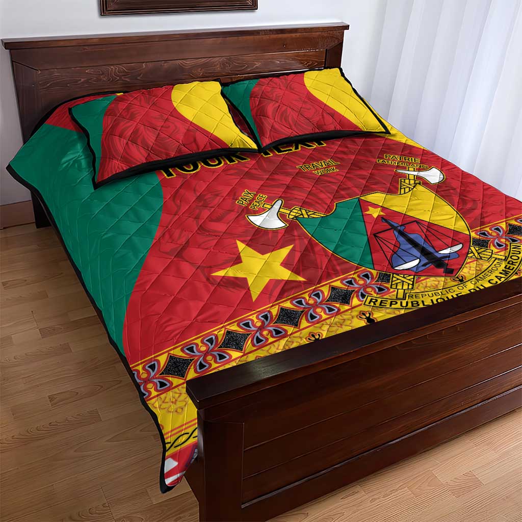 Personalised Cameroon National Day Quilt Bed Set Cameroun Coat Of Arms With Atoghu Pattern LT14