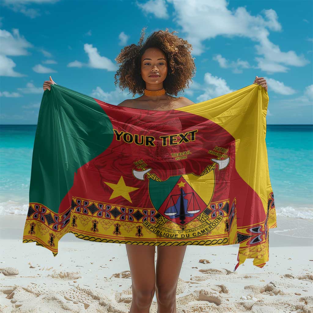 Personalised Cameroon National Day Sarong Cameroun Coat Of Arms With Atoghu Pattern LT14