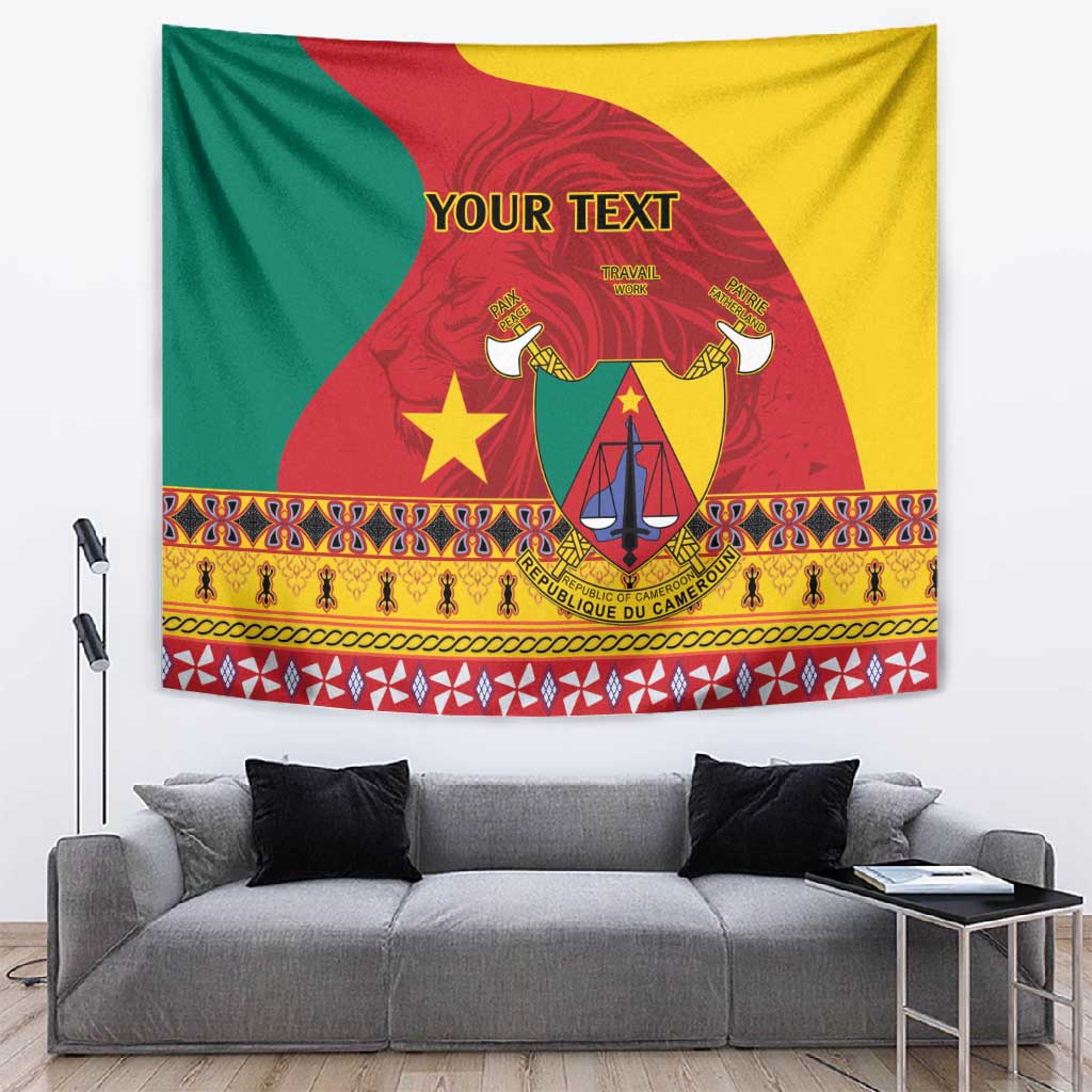 Personalised Cameroon National Day Tapestry Cameroun Coat Of Arms With Atoghu Pattern LT14