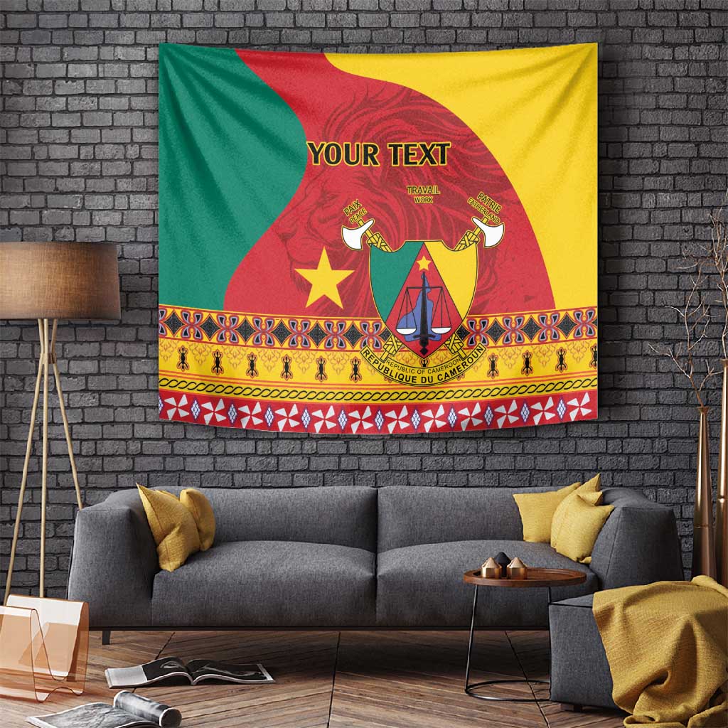 Personalised Cameroon National Day Tapestry Cameroun Coat Of Arms With Atoghu Pattern LT14