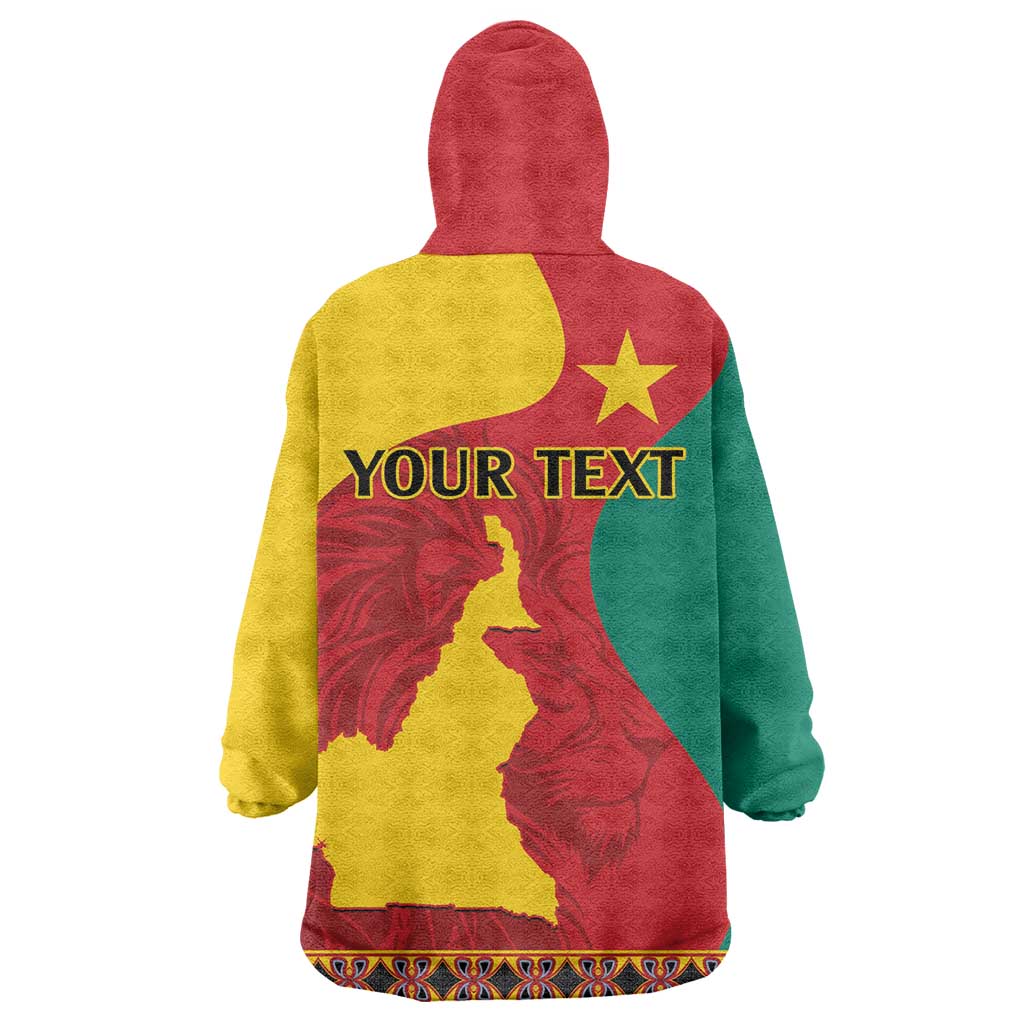 Personalised Cameroon National Day Wearable Blanket Hoodie Cameroun Coat Of Arms With Atoghu Pattern LT14