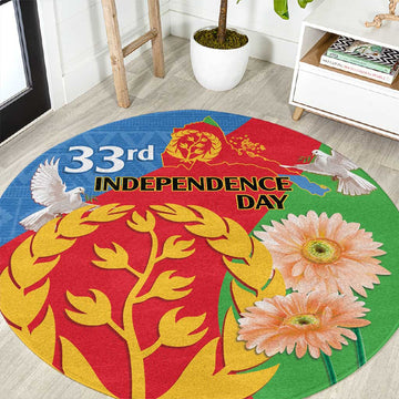 Eritrea Independence Day Round Carpet Eritrean Olive Branches 33rd Anniversary LT14