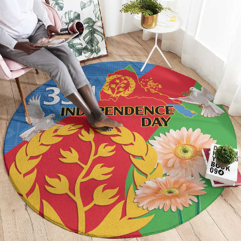 Eritrea Independence Day Round Carpet Eritrean Olive Branches 33rd Anniversary LT14