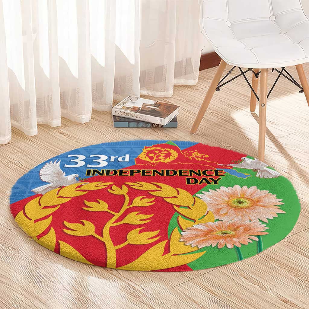 Eritrea Independence Day Round Carpet Eritrean Olive Branches 33rd Anniversary LT14