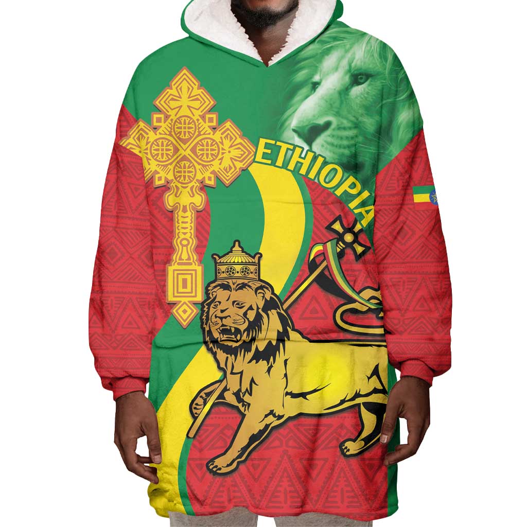 Ethiopia National Day Wearable Blanket Hoodie Ethiopia Lion of Judah African Pattern LT14
