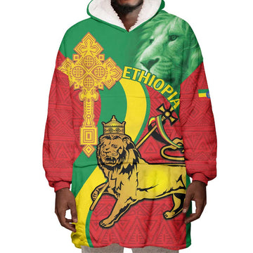 Ethiopia National Day Wearable Blanket Hoodie Ethiopia Lion of Judah African Pattern LT14