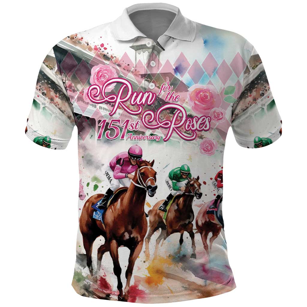 Personalized Kentucky Horse Racing Polo Shirt 151st Anniversary Run For The Roses LT14