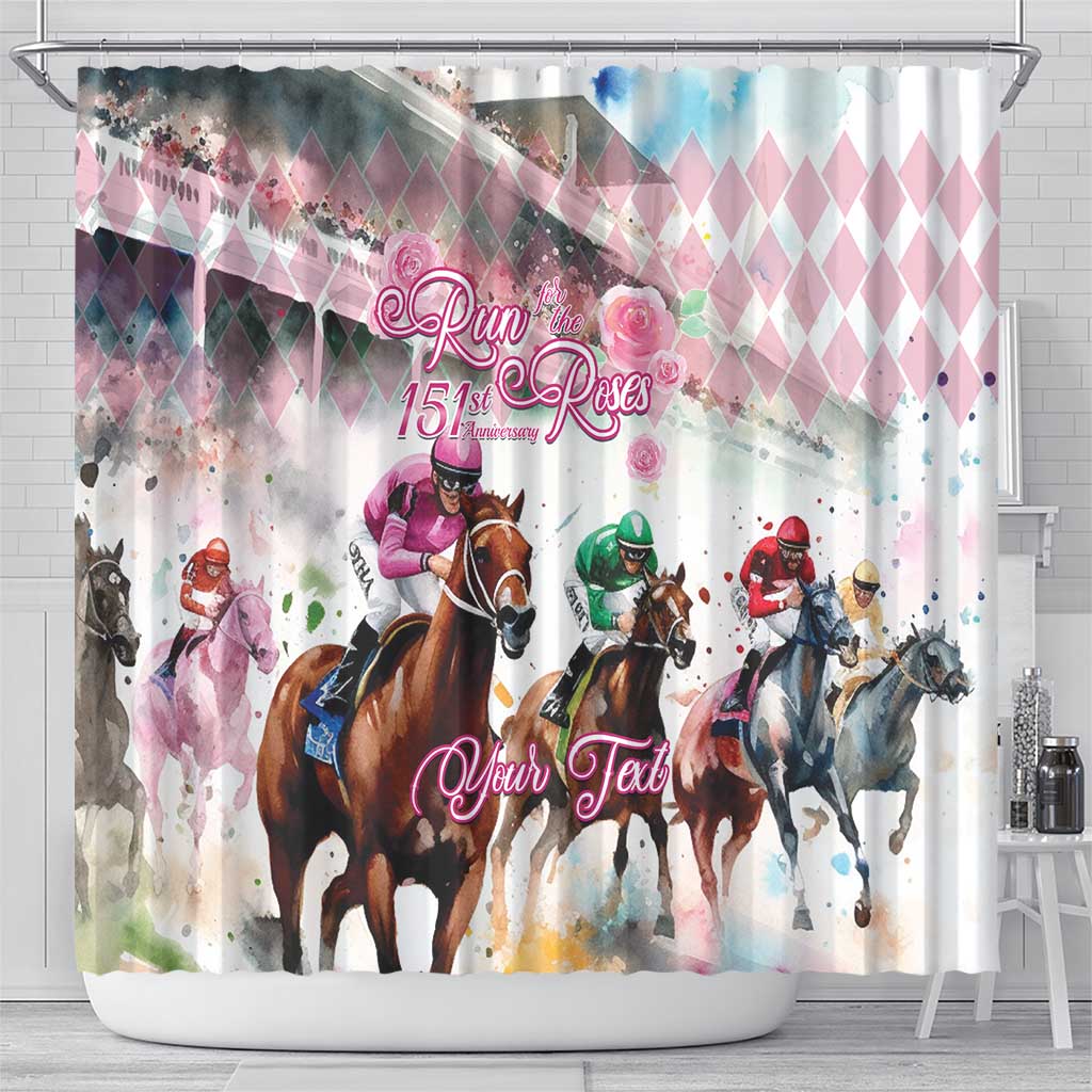 Personalized Kentucky Horse Racing Shower Curtain 151st Anniversary Run For The Roses LT14