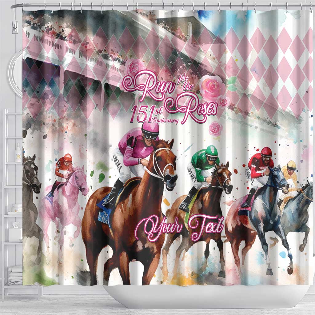 Personalized Kentucky Horse Racing Shower Curtain 151st Anniversary Run For The Roses LT14