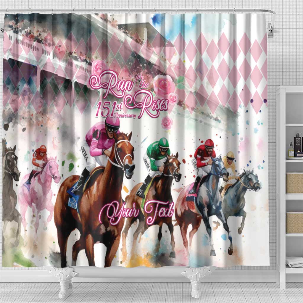 Personalized Kentucky Horse Racing Shower Curtain 151st Anniversary Run For The Roses LT14