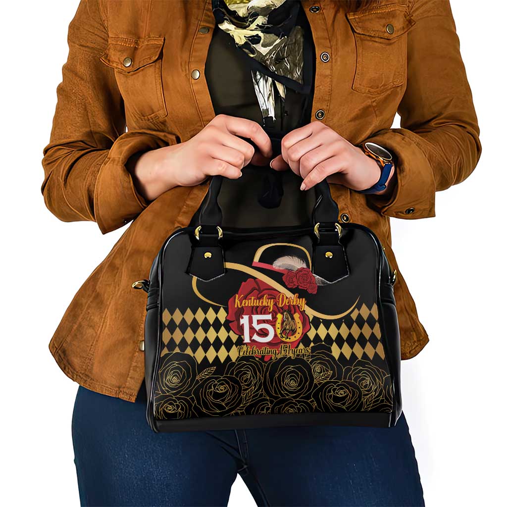 Kentucky Horse Racing Shoulder Handbag Celebrating 151 Years Horseshoe With Roses LT14
