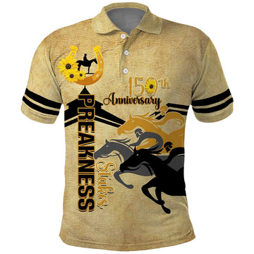 Personalized Preakness Horse Racing Polo Shirt 150th Anniversary Run For The Black-Eyed Susans LT14