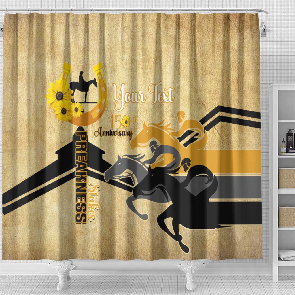 Personalized Preakness Horse Racing Shower Curtain 150th Anniversary Run For The Black-Eyed Susans LT14