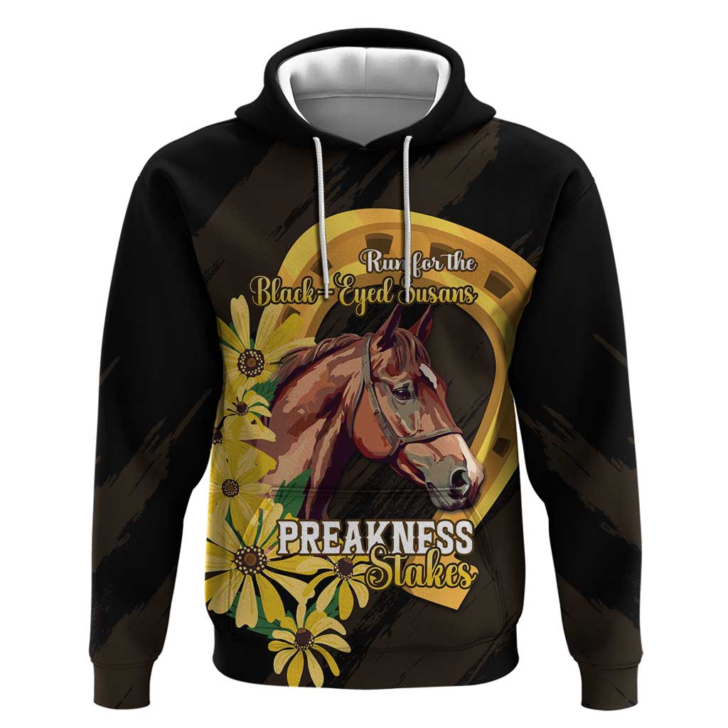 Personalized Preakness Horse Racing Hoodie Horseshoe With Black-Eyed Susans LT14