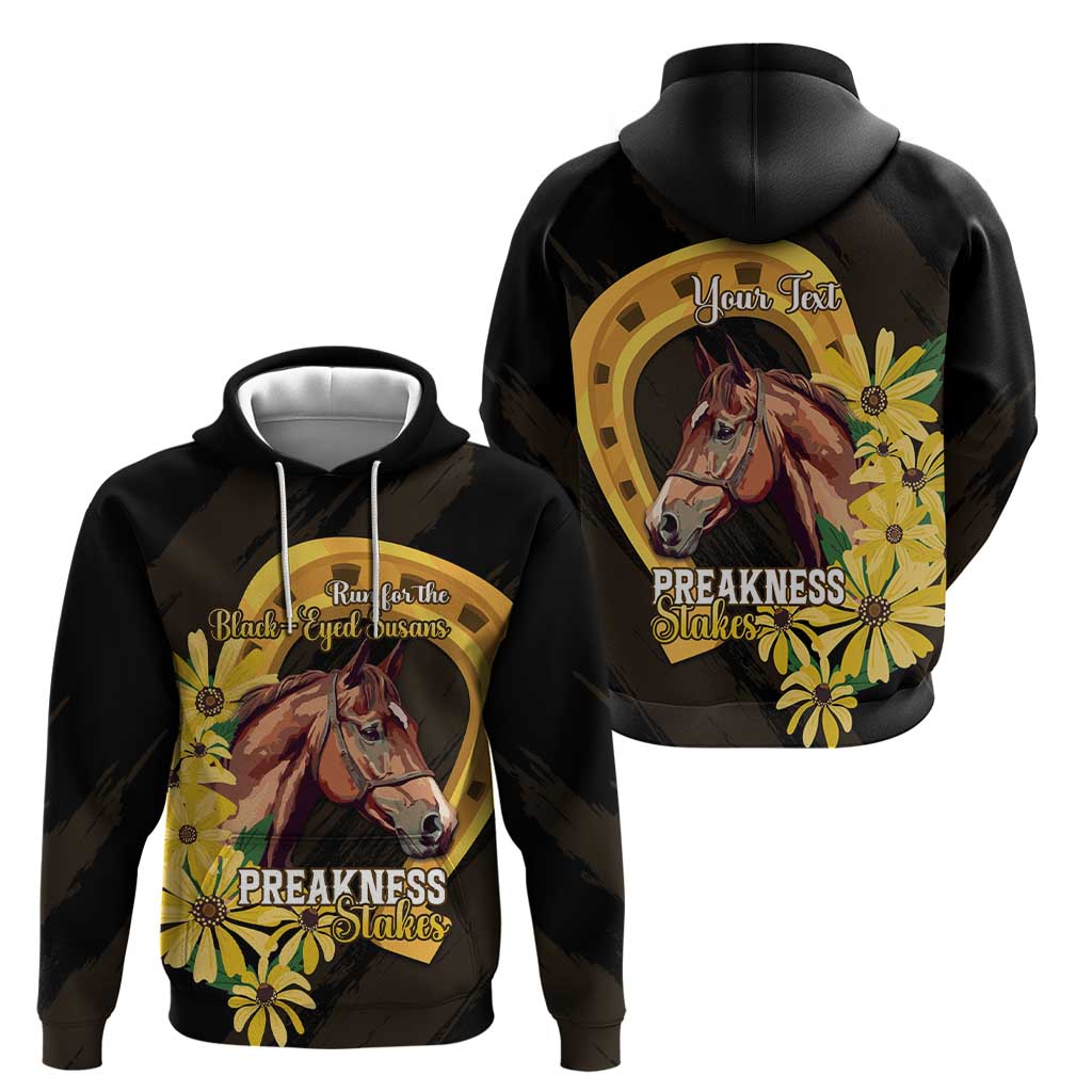 Personalized Preakness Horse Racing Hoodie Horseshoe With Black-Eyed Susans LT14