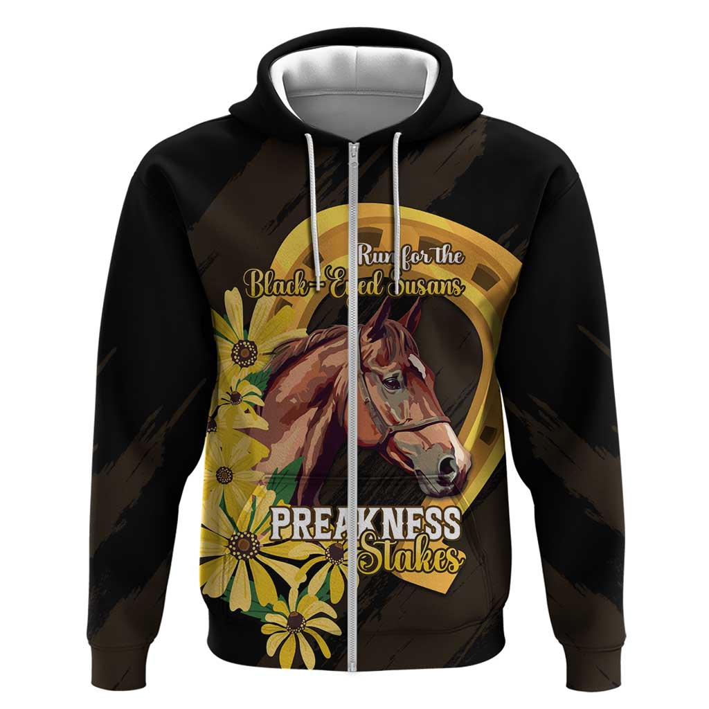 Personalized Preakness Horse Racing Hoodie Horseshoe With Black-Eyed Susans LT14