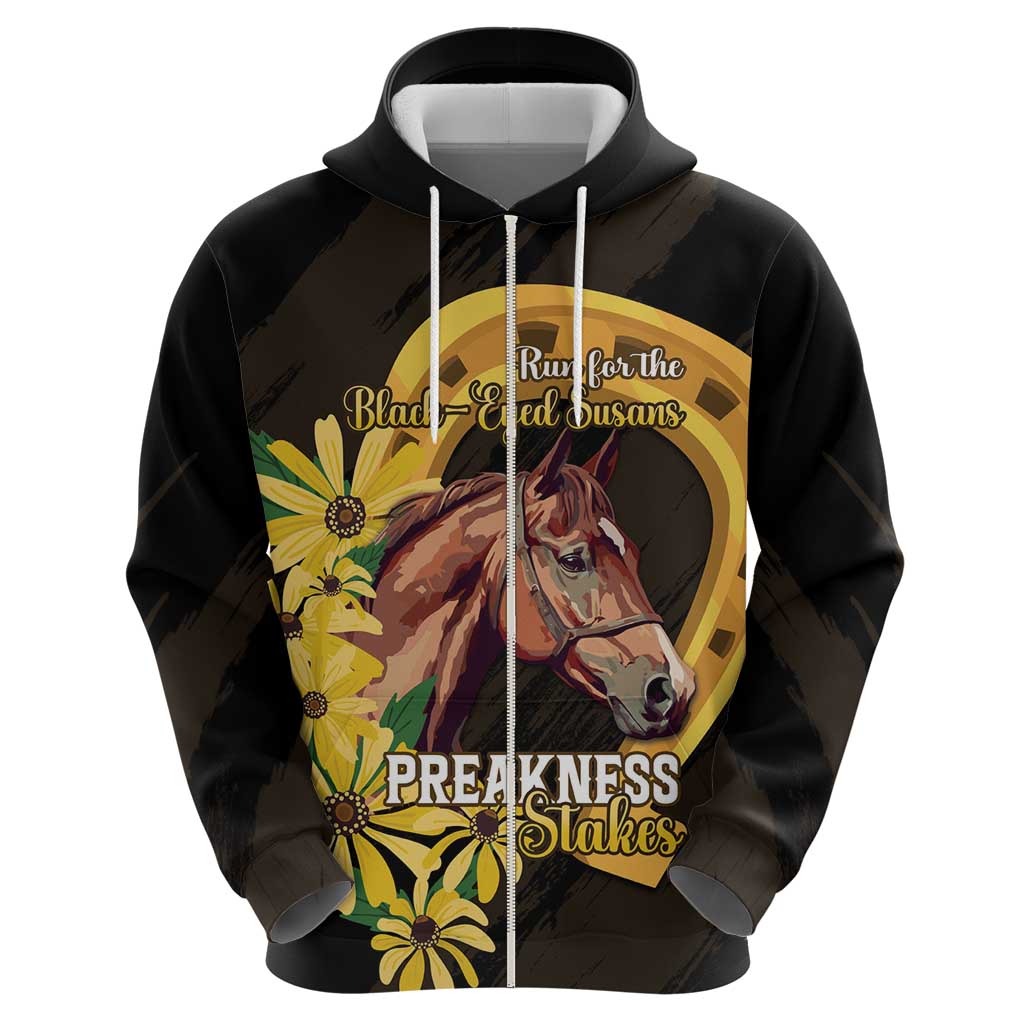 Personalized Preakness Horse Racing Hoodie Horseshoe With Black-Eyed Susans LT14