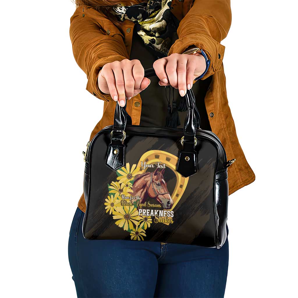 Personalized Preakness Horse Racing Shoulder Handbag Horseshoe With Black-Eyed Susans LT14