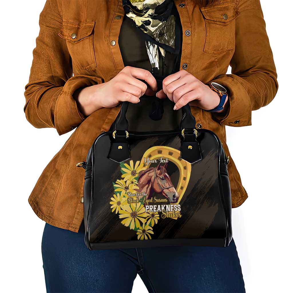 Personalized Preakness Horse Racing Shoulder Handbag Horseshoe With Black-Eyed Susans LT14