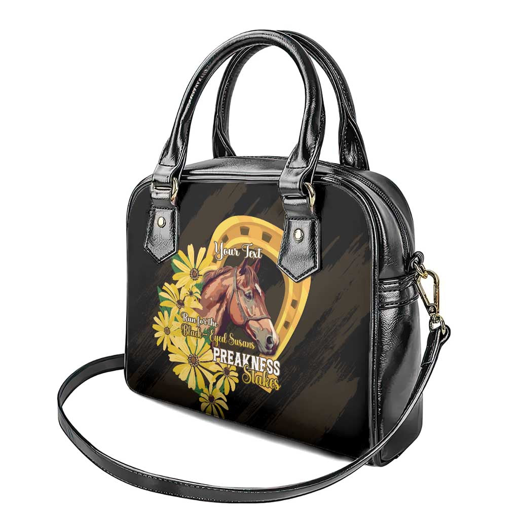 Personalized Preakness Horse Racing Shoulder Handbag Horseshoe With Black-Eyed Susans LT14