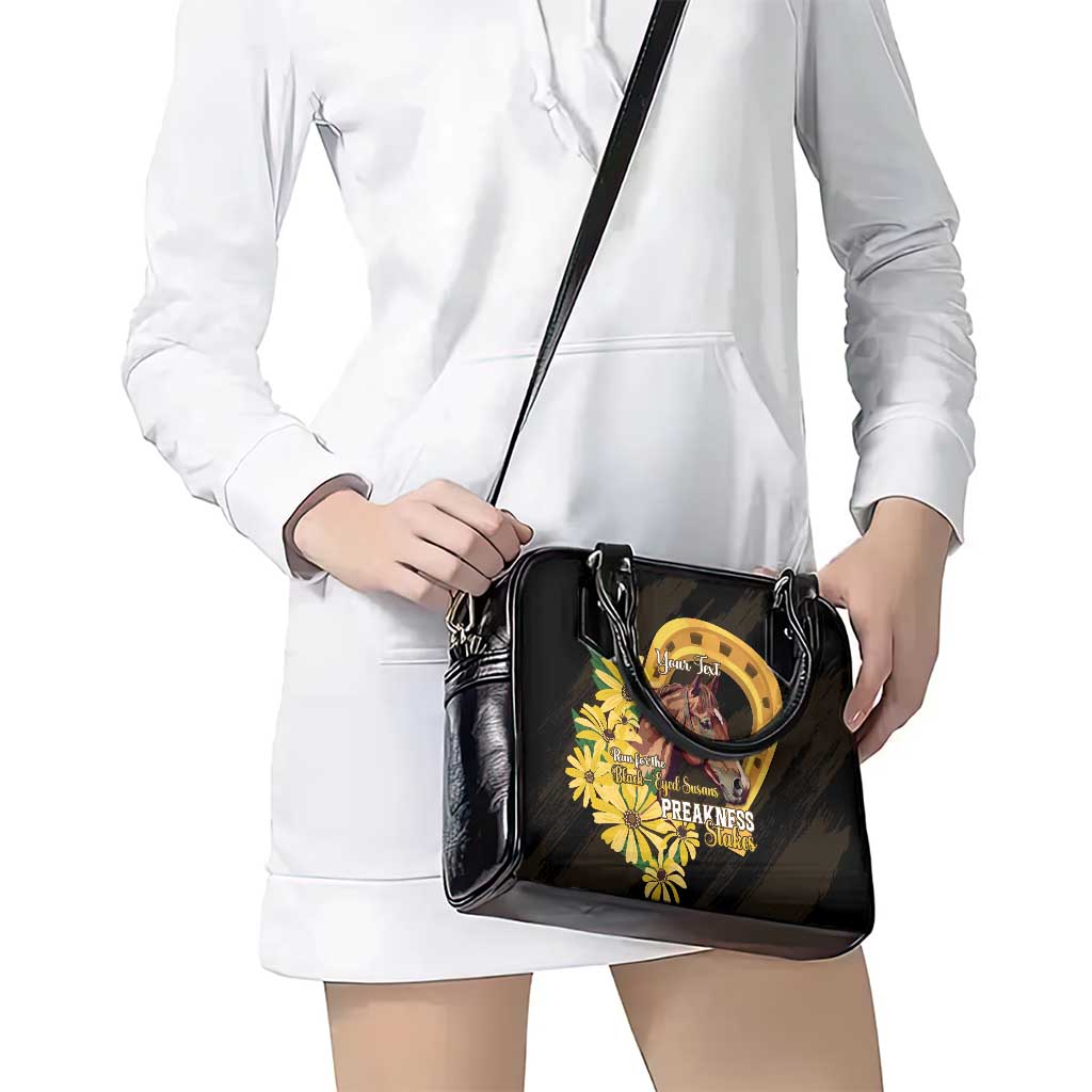 Personalized Preakness Horse Racing Shoulder Handbag Horseshoe With Black-Eyed Susans LT14