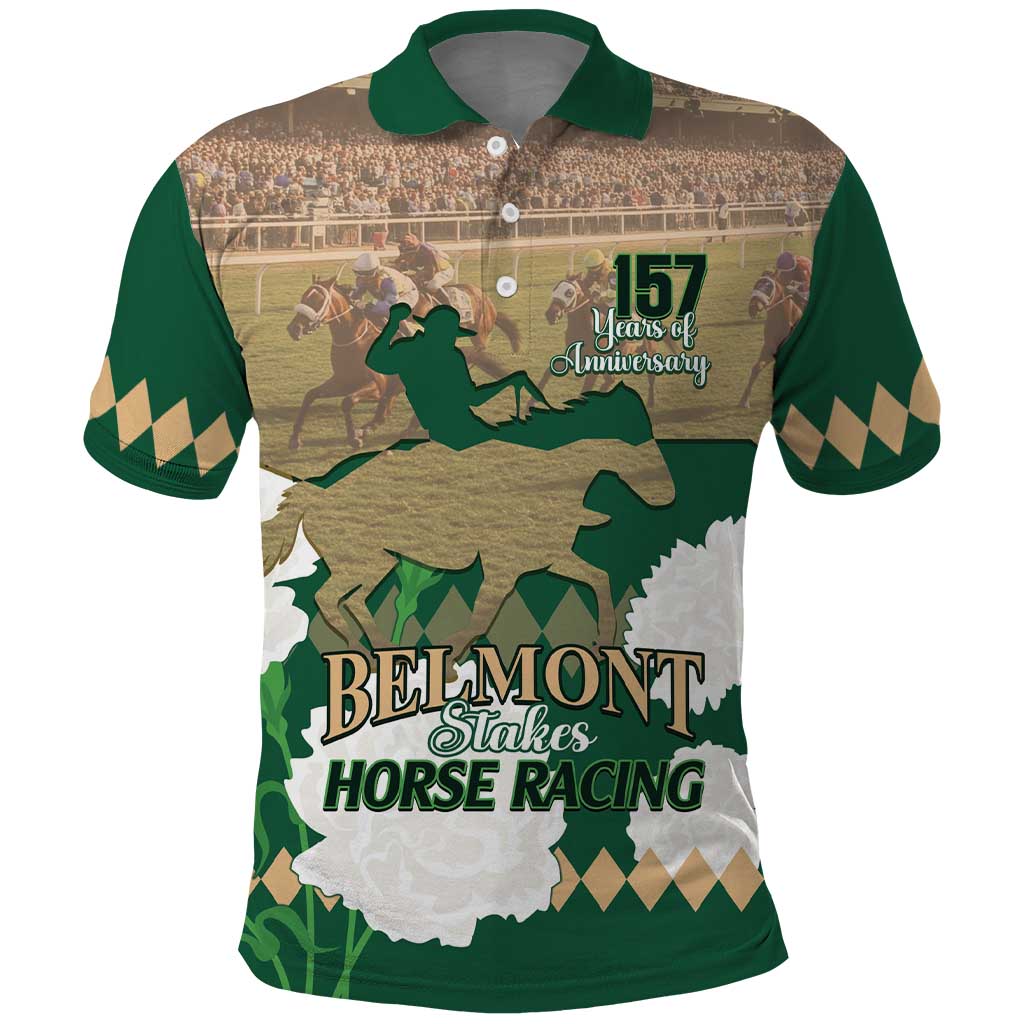 Personalized Belmont Horse Racing Polo Shirt 157th Anniversary Run For The Carnations LT14
