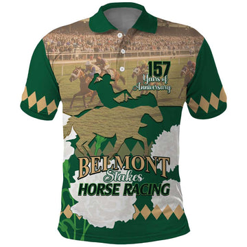 Personalized Belmont Horse Racing Polo Shirt 157th Anniversary Run For The Carnations LT14