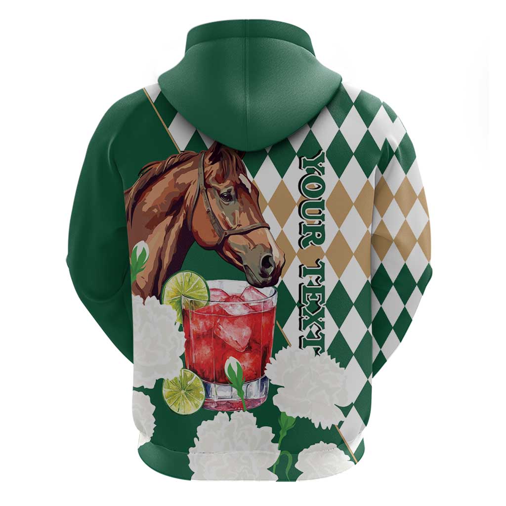 Personalized Belmont Horse Racing Hoodie Jewel Cocktail With White Carnations LT14