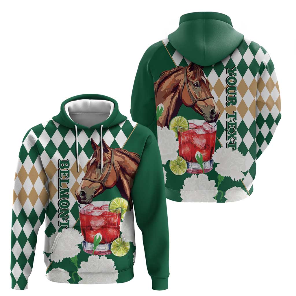 Personalized Belmont Horse Racing Hoodie Jewel Cocktail With White Carnations LT14