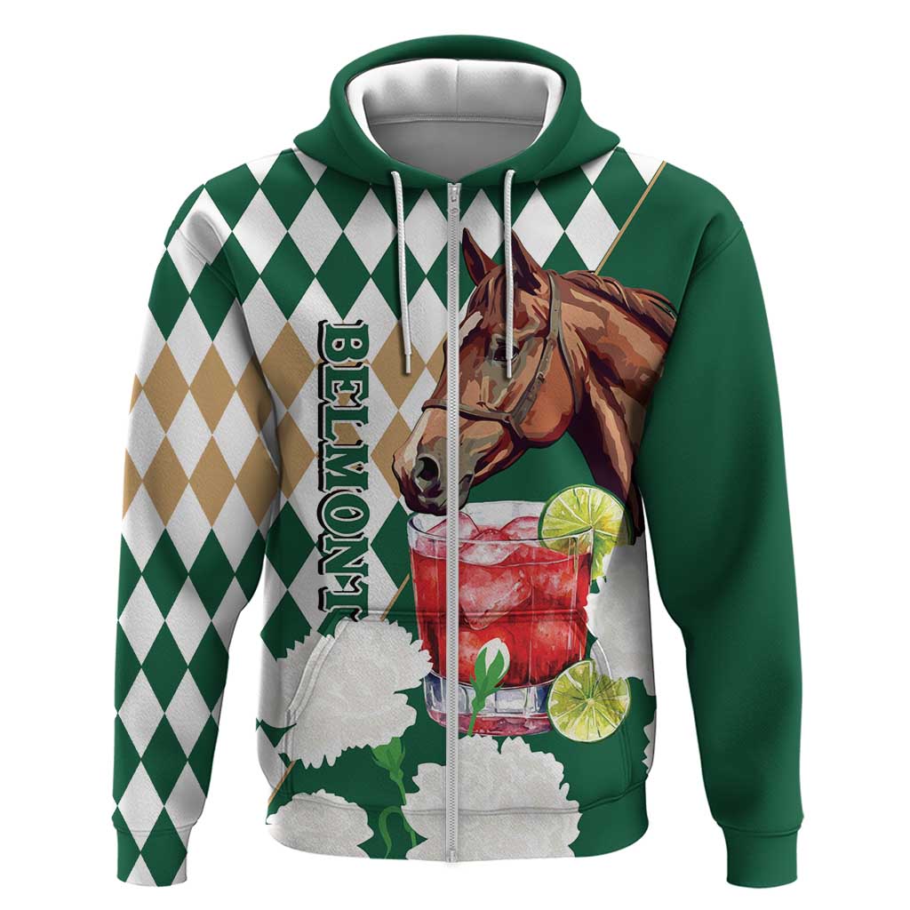 Personalized Belmont Horse Racing Hoodie Jewel Cocktail With White Carnations LT14