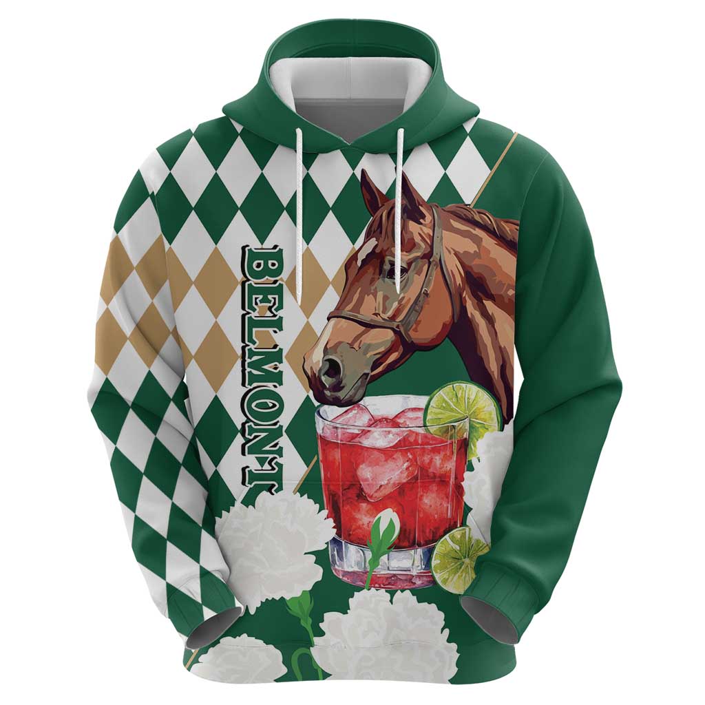 Personalized Belmont Horse Racing Hoodie Jewel Cocktail With White Carnations LT14