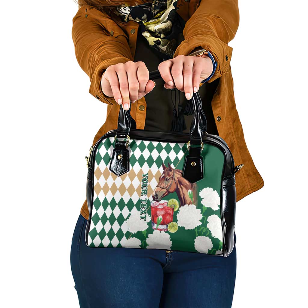 Personalized Belmont Horse Racing Shoulder Handbag Jewel Cocktail With White Carnations LT14