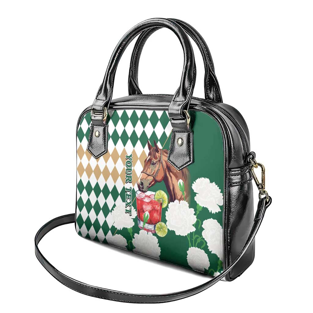 Personalized Belmont Horse Racing Shoulder Handbag Jewel Cocktail With White Carnations LT14