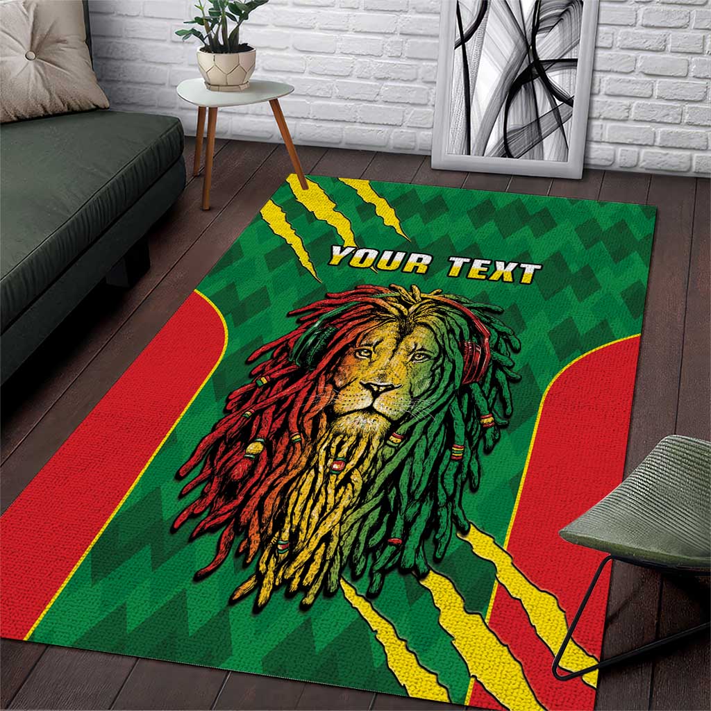 Personalised Ethiopia Area Rug Men's Dreadlock Rasta Lion Headphones LT14