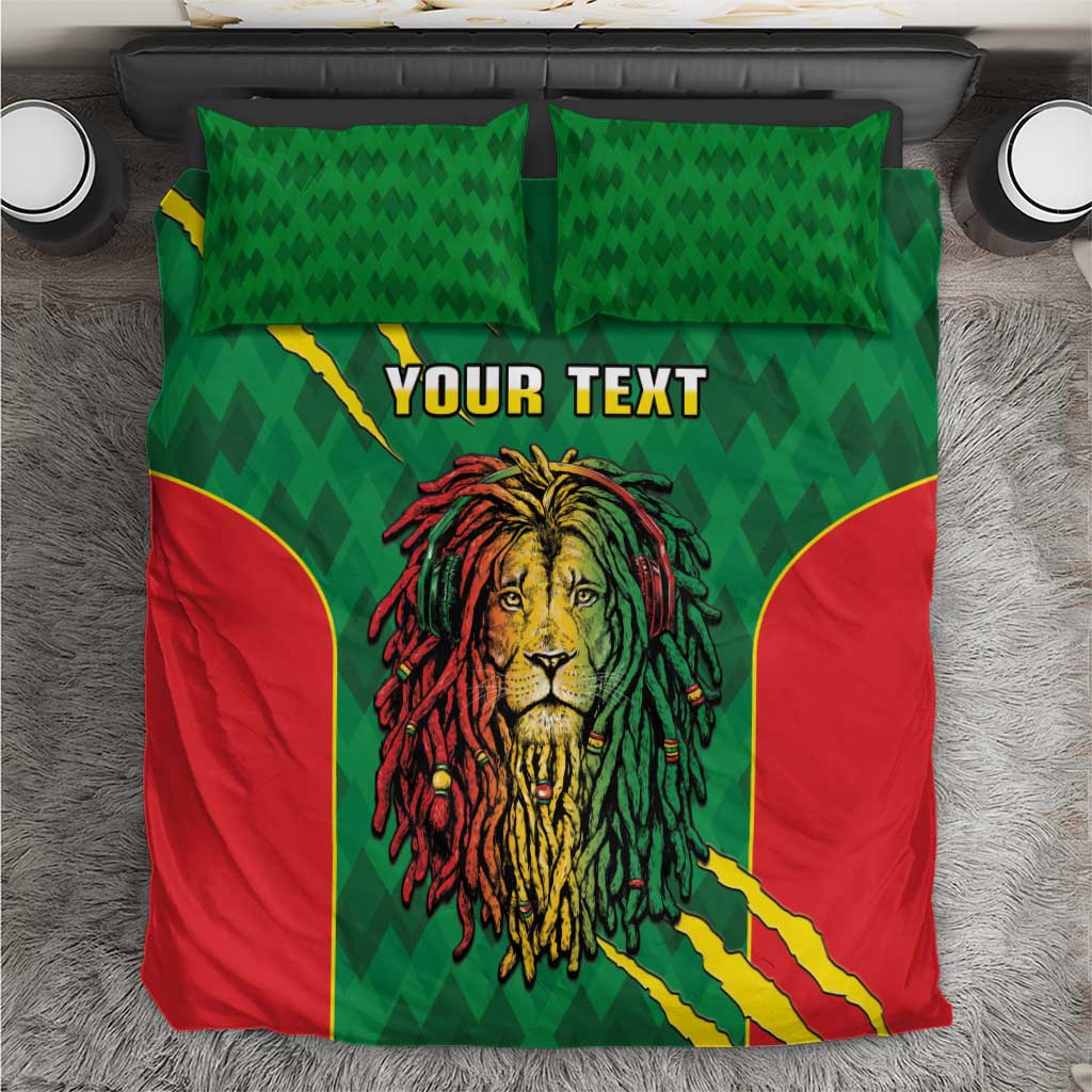 Personalised Ethiopia Bedding Set Men's Dreadlock Rasta Lion Headphones LT14