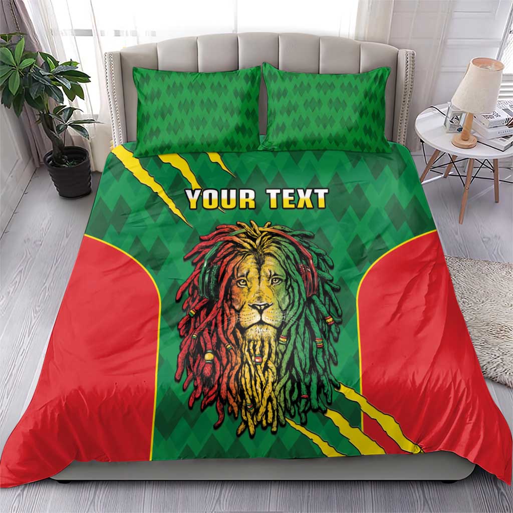 Personalised Ethiopia Bedding Set Men's Dreadlock Rasta Lion Headphones LT14