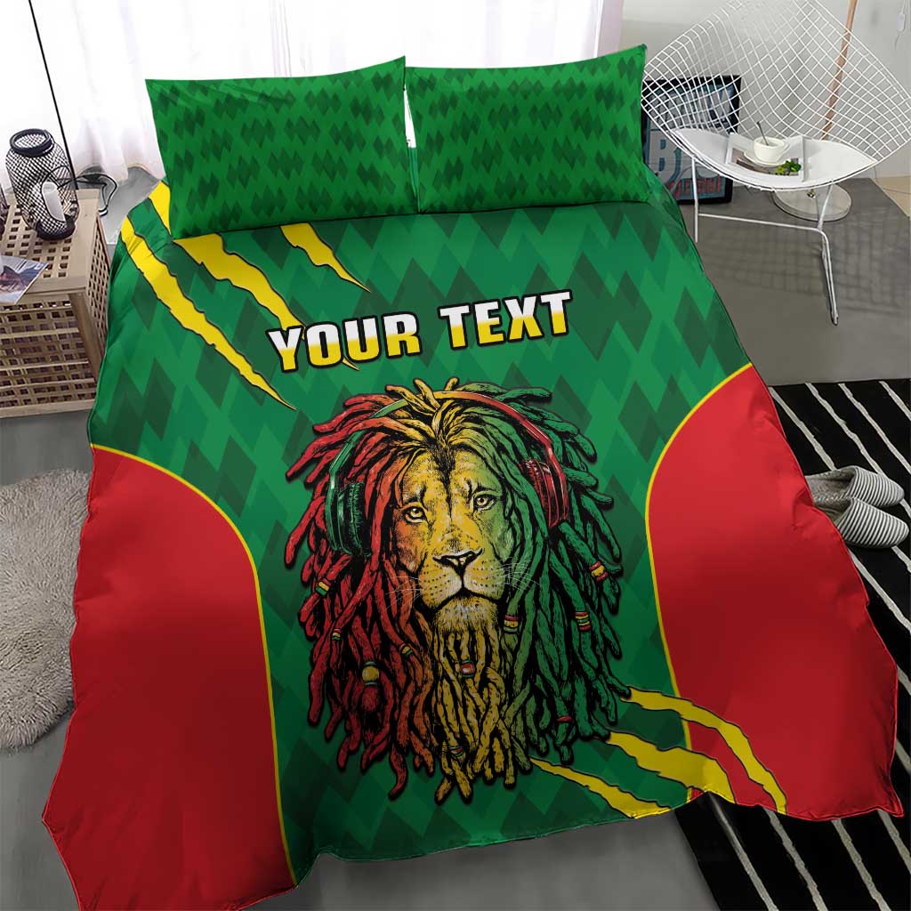 Personalised Ethiopia Bedding Set Men's Dreadlock Rasta Lion Headphones LT14