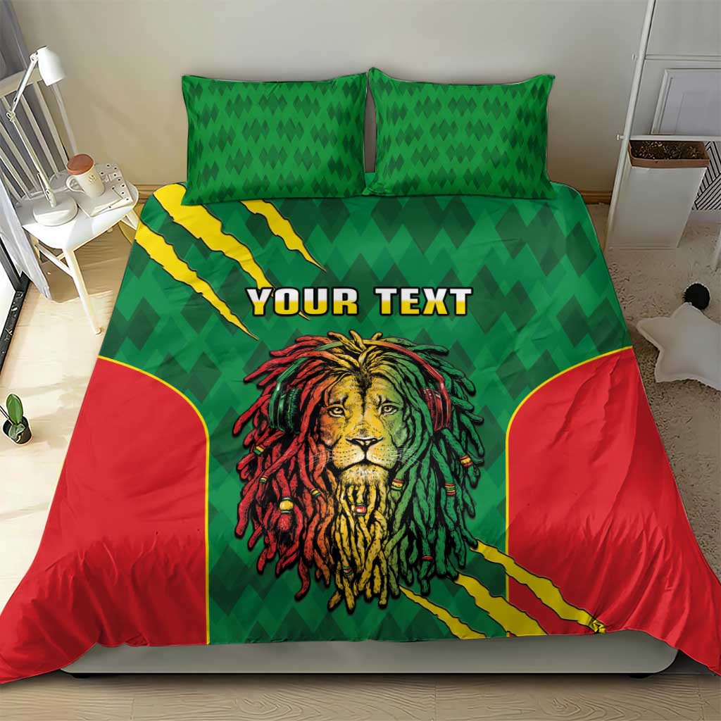 Personalised Ethiopia Bedding Set Men's Dreadlock Rasta Lion Headphones LT14