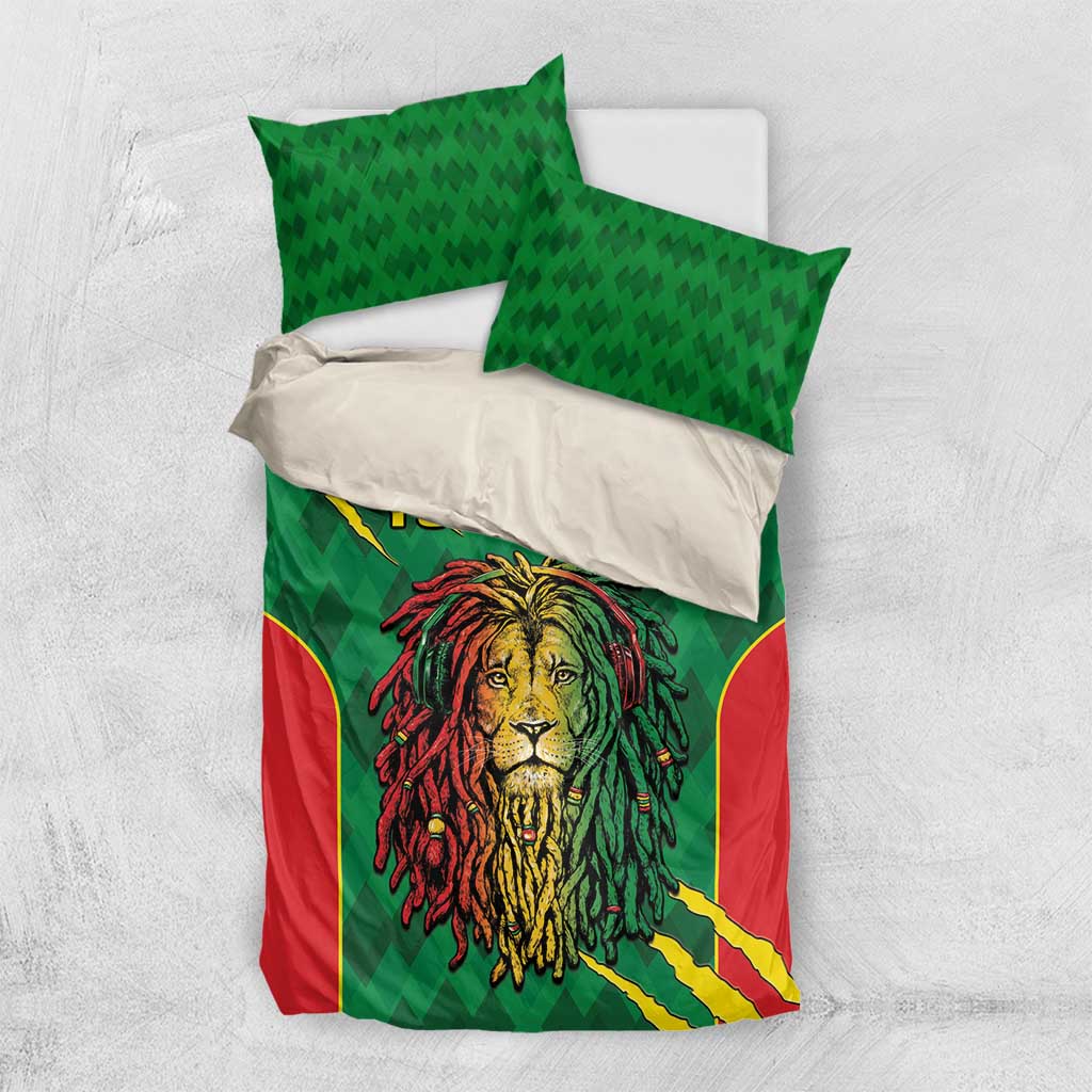 Personalised Ethiopia Bedding Set Men's Dreadlock Rasta Lion Headphones LT14