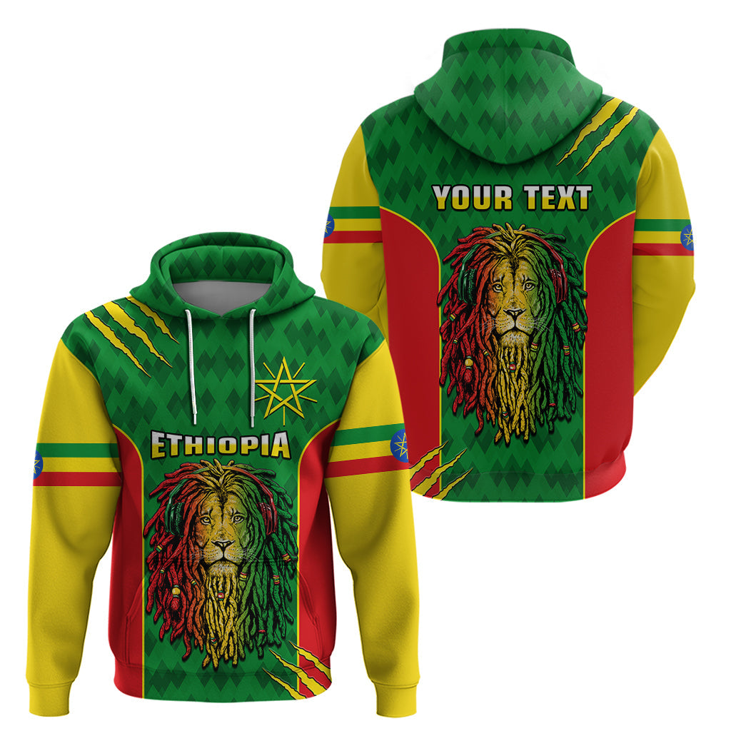 Custom Ethiopia Hoodie Mens Dreadlock Rasta Lion Headphones LT14