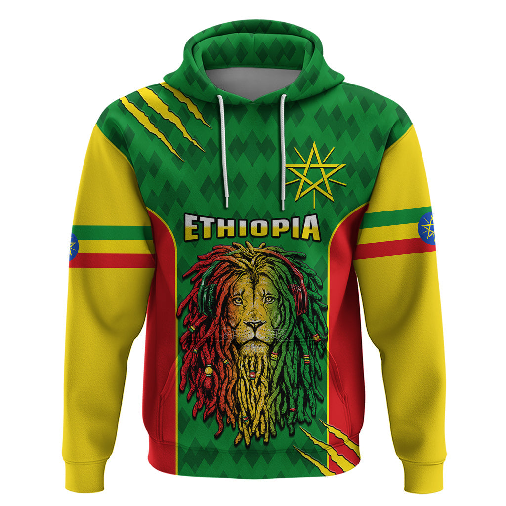 Custom Ethiopia Hoodie Mens Dreadlock Rasta Lion Headphones LT14