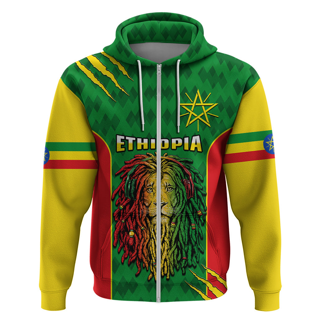 Custom Ethiopia Hoodie Mens Dreadlock Rasta Lion Headphones LT14