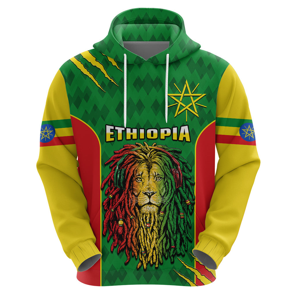 Custom Ethiopia Hoodie Mens Dreadlock Rasta Lion Headphones LT14
