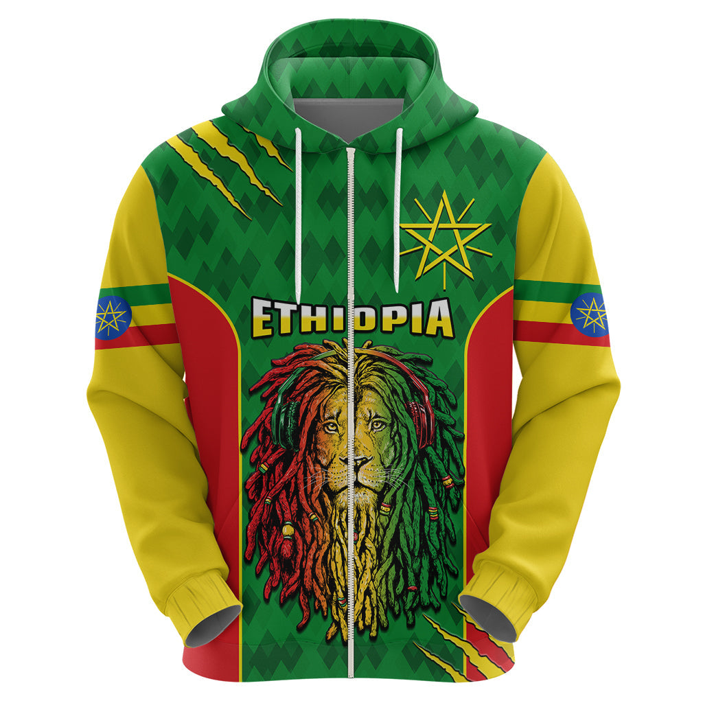 Custom Ethiopia Hoodie Mens Dreadlock Rasta Lion Headphones LT14