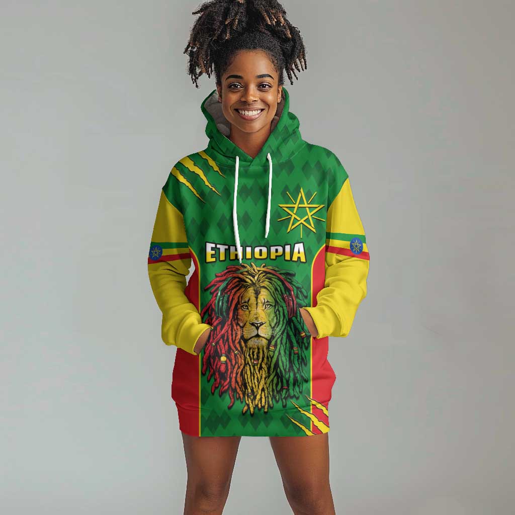 Personalised Ethiopia Hoodie Dress Men's Dreadlock Rasta Lion Headphones LT14