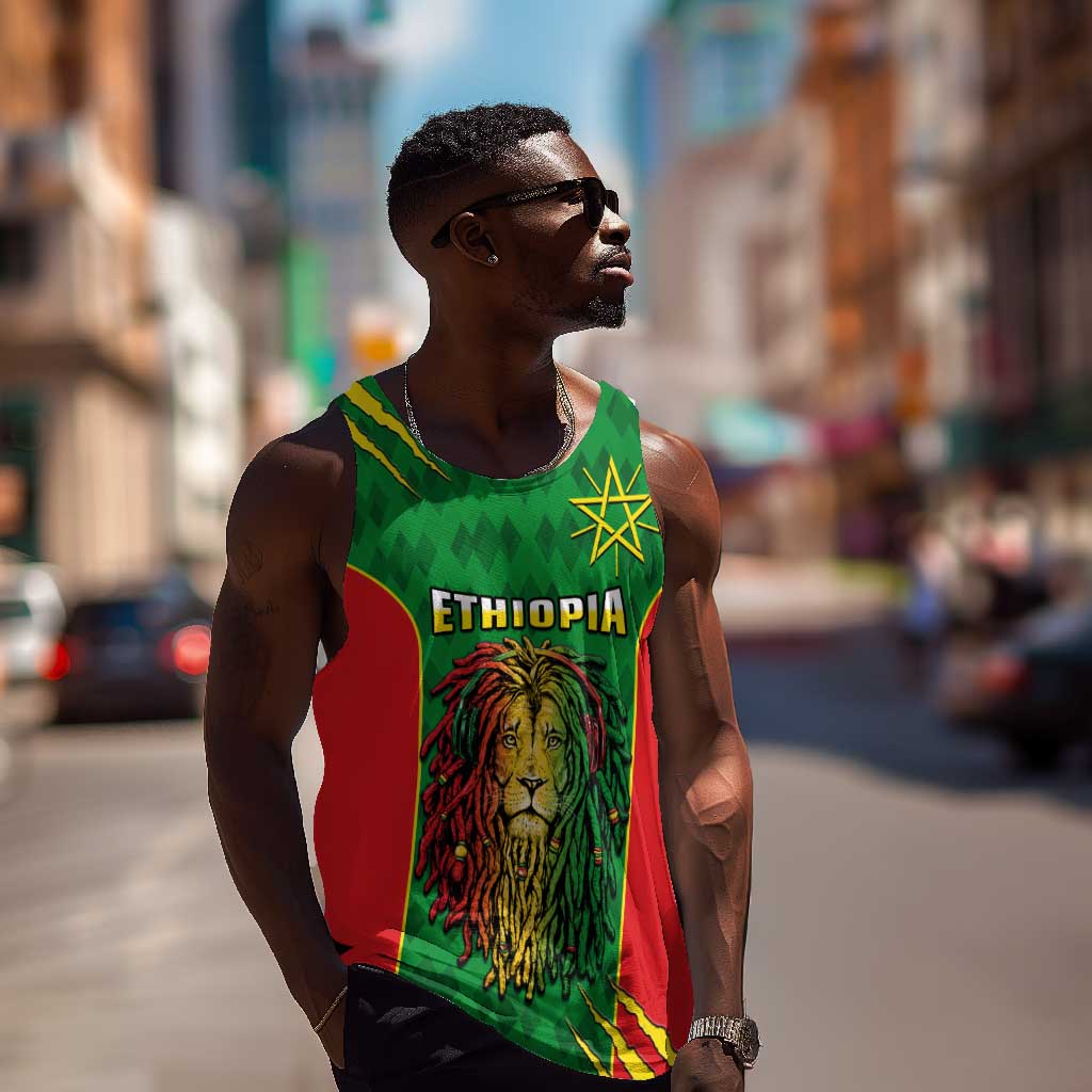 Personalised Ethiopia Men Tank Top Men's Dreadlock Rasta Lion Headphones LT14