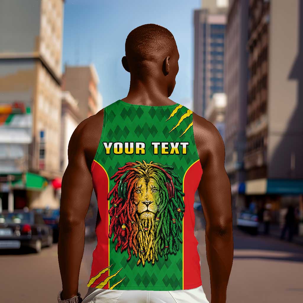 Personalised Ethiopia Men Tank Top Men's Dreadlock Rasta Lion Headphones LT14